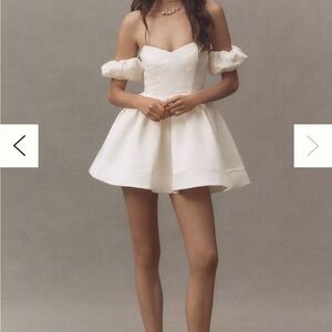 NWT BHLDN Off-Shoulder Fit & Flare Mini Dress Size XS White Dahlia